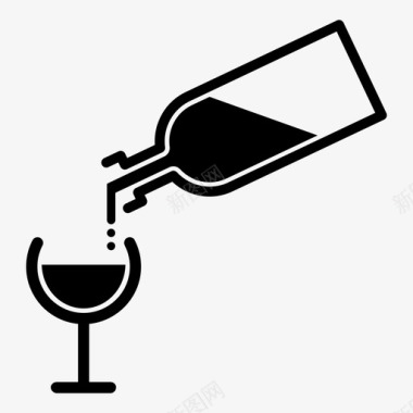 葡萄酒瓶子杯子图标图标