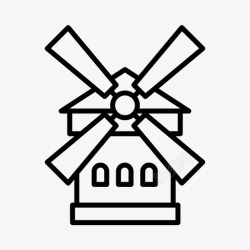 农庄度假荷兰荷兰风车观光旅游图标高清图片