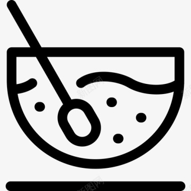 麦片碗咖啡和早餐线性图标图标