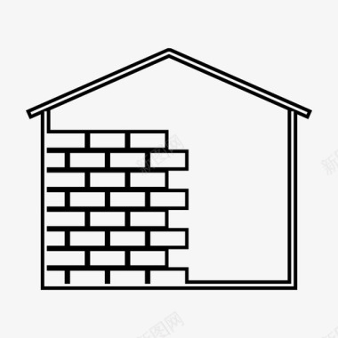 建造砖墙住宅图标图标