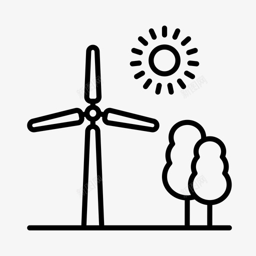 绿色能源环保可再生图标svg_新图网 https://ixintu.com 可再生 可持续发展 环保 绿色能源 风力涡轮机