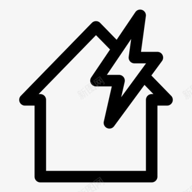 房屋闪电灾难家庭图标图标
