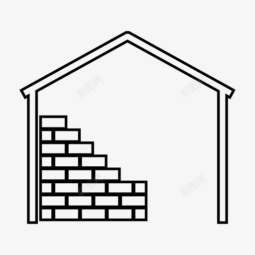 建造砖墙住宅图标svg_新图网 https://ixintu.com 住宅 建造 房屋 砖墙