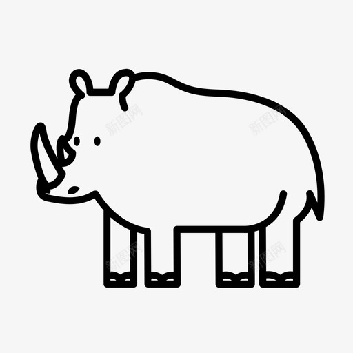犀牛体黑犀牛草食性图标svg_新图网 https://ixintu.com 厚皮动物 犀牛体 草食性 黑犀牛