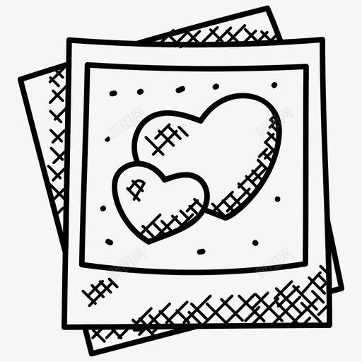 心形图相框纸图标svg_新图网 https://ixintu.com 双胞胎心 心形图 爱情和浪漫涂鸦图标 相框 纸
