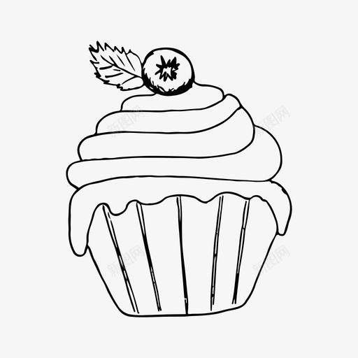 纸杯蛋糕面包店甜点图标svg_新图网 https://ixintu.com 松饼 甜点 素描图标 纸杯蛋糕 面包店