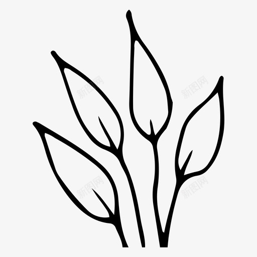 植物手绘叶子图标svg_新图网 https://ixintu.com 叶子 手绘 春天 植物 素描 自然