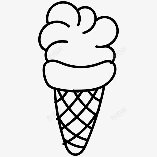 冰淇淋筒甜点冷冻食品图标svg_新图网 https://ixintu.com 冰淇淋 冰淇淋筒 冰锥 冷冻食品 甜点 雪糕筒 食品和饮料涂鸦图标
