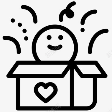 盒子惊喜礼物盒心图标图标