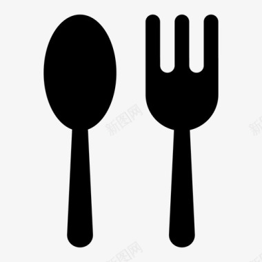 叉子和勺子餐具食物菜单图标图标