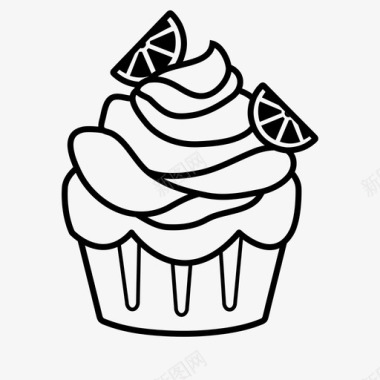 柠檬蛋白酥皮纸杯蛋糕甜点图标图标