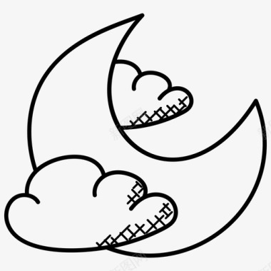 云与月亮气候夜晚图标图标