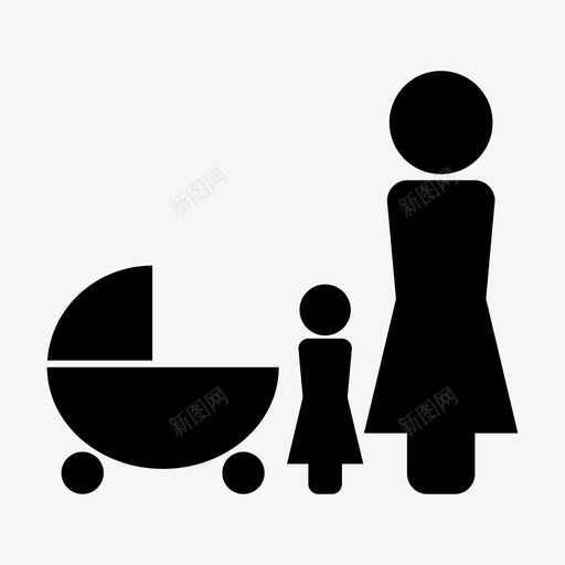 母亲女儿散步图标svg_新图网 https://ixintu.com 大家庭 女儿 婴儿车 散步 母亲