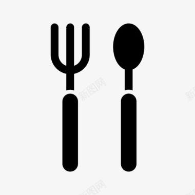 叉子和勺子食物菜单图标图标