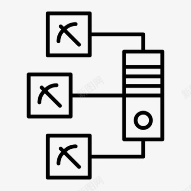 采矿钻机区块链硬币图标图标