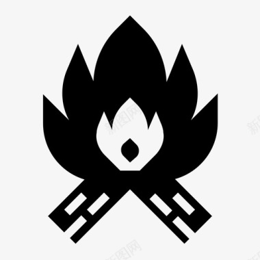 营火篝火燃烧图标图标