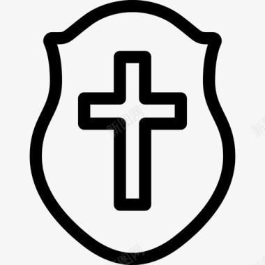 带基督十字架的盾牌保安盾牌图标图标