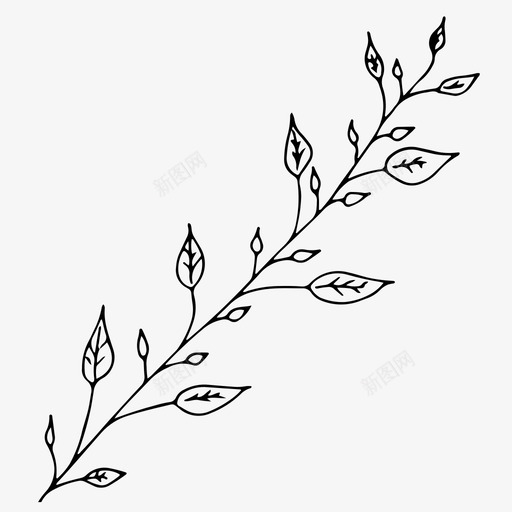 植物花卉手绘图标svg_新图网 https://ixintu.com 手绘 春天 植物 素描 自然 花卉