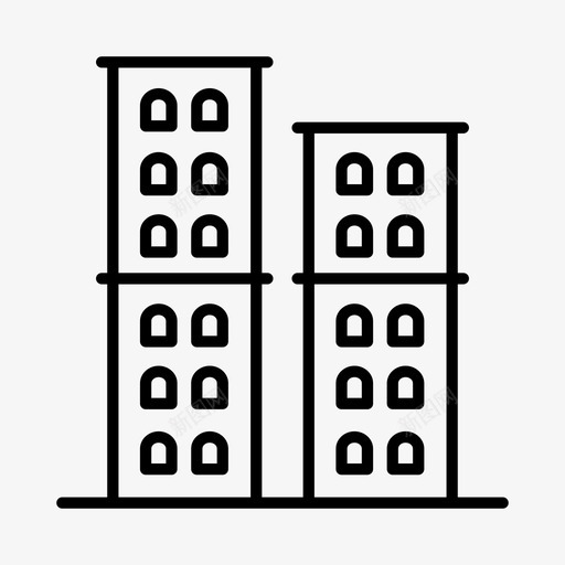 建筑物城市住宅图标svg_新图网 https://ixintu.com 住宅 单位 城市 城镇 建筑物