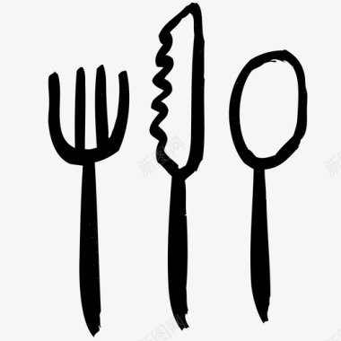 餐具叉子手绘图标图标
