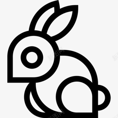 兔子朝左动物可爱的动物图标图标
