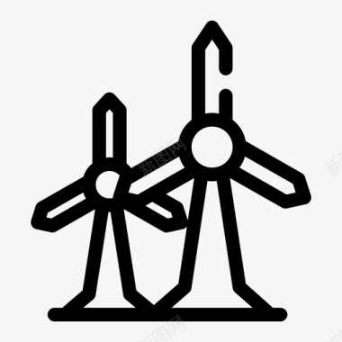 风力涡轮机叶片能源图标图标