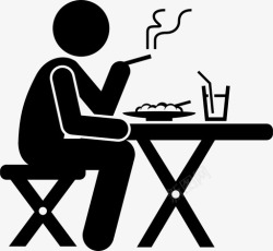 不健康的食物边吃边抽烟食物男人图标高清图片