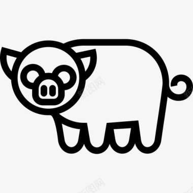 农场猪食物可爱的动物图标图标