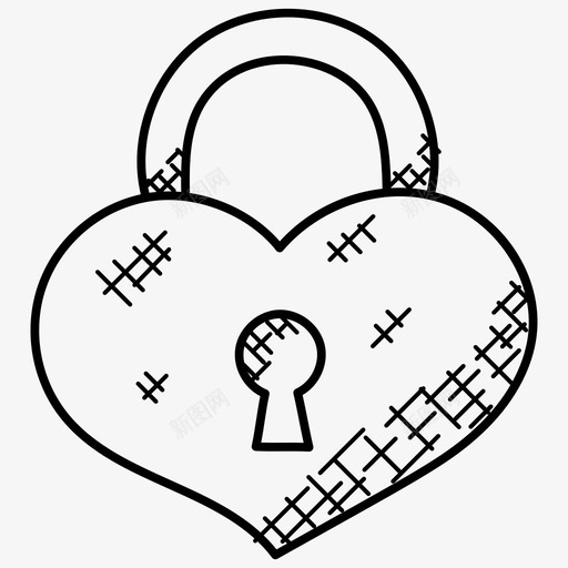 暗恋心形钥匙孔图标svg_新图网 https://ixintu.com 心形 暗恋 爱情和浪漫涂鸦图标 钥匙孔 锁