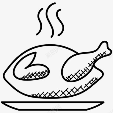 烤鸡食物炸鸡图标图标