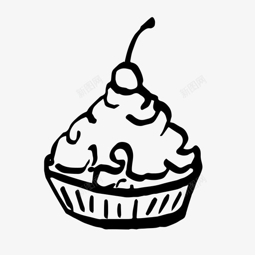 樱桃派蛋糕食物图标svg_新图网 https://ixintu.com 刷食物图标 手绘 樱桃派 蛋糕 食物