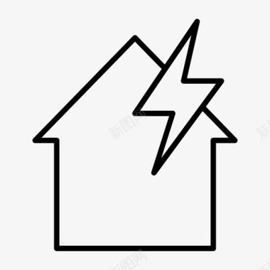 房屋闪电灾难家庭图标图标