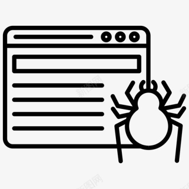 网络爬虫互联网和数字营销线图标图标