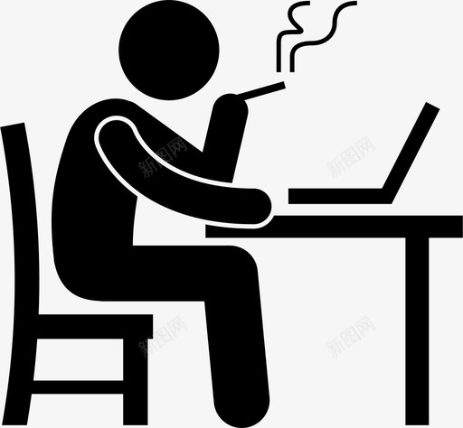 工作时吸烟电脑笔记本电脑图标svg_新图网 https://ixintu.com 人 吸烟者吸烟 工作时吸烟 电脑 笔记本电脑