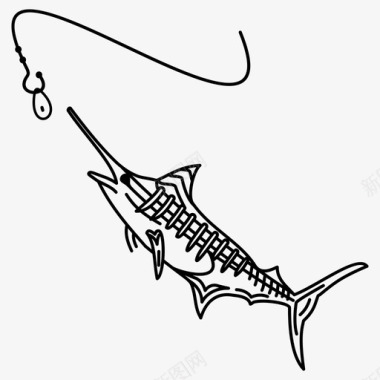 马林鱼旗鱼运动钓鱼图标图标