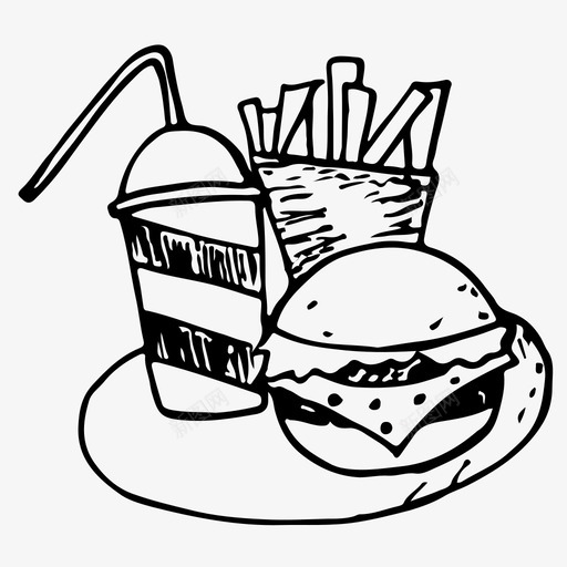 快餐汉堡薯条图标svg_新图网 https://ixintu.com 快餐 手绘 汉堡 薯条