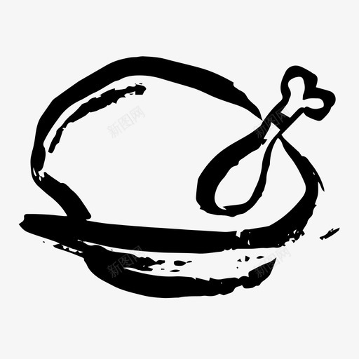 烤鸡手绘绘画图标svg_新图网 https://ixintu.com 刷食物图标 手绘 烤鸡 绘画