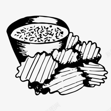 薯条和沙司烹饪食物图标图标