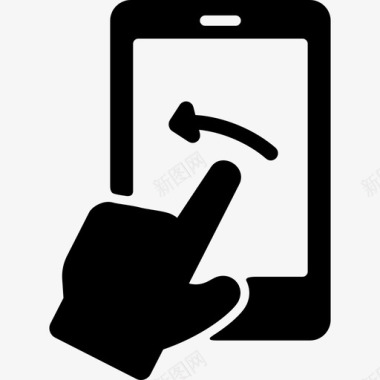 带触摸屏和左箭头的手机技术智能手机图标图标