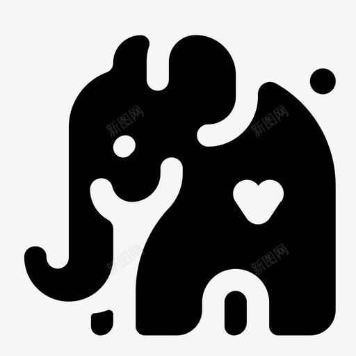 大象动物心图标svg_新图网 https://ixintu.com 动物 大象 心 母爱 爱