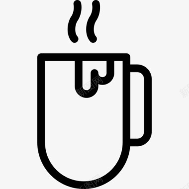 热可可杯咖啡和早餐线性图标图标