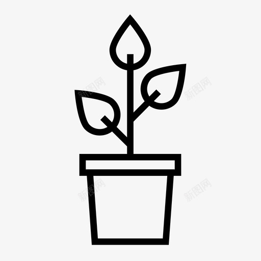 植物花盆叶子图标svg_新图网 https://ixintu.com 叶子 植物 浇水 种植 花盆