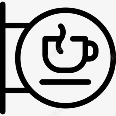 咖啡店招牌咖啡和早餐直系图标图标