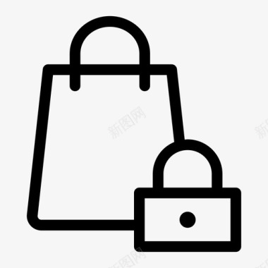 安全购物购物袋上锁图标图标