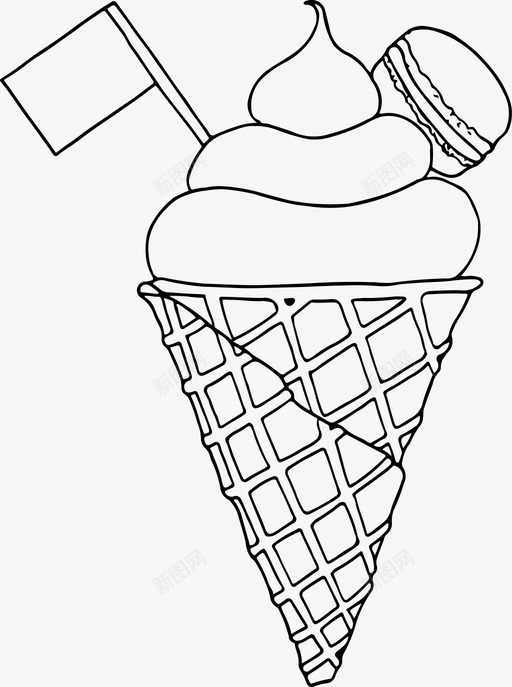 冰淇淋筒甜点手绘图标svg_新图网 https://ixintu.com 冰淇淋筒 夏季 手绘 甜品 甜点