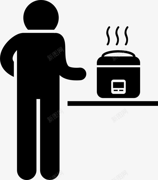男人做饭厨房粥图标svg_新图网 https://ixintu.com 厨房 家用电器 工具和设备 男人做饭 粥 蒸汽