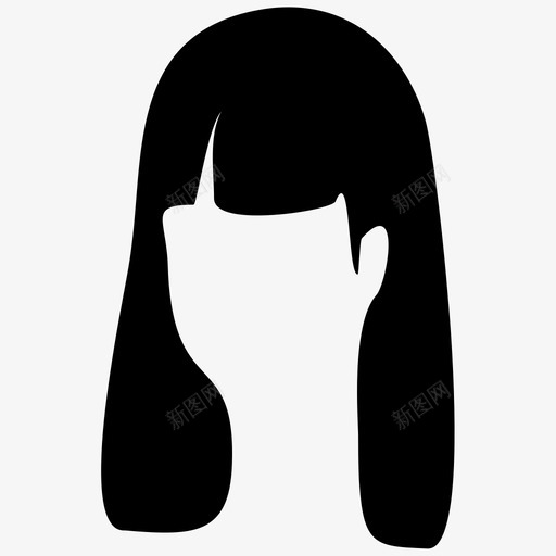 头发短发直发图标svg_新图网 https://ixintu.com 发型 头发 女人 直发 短发