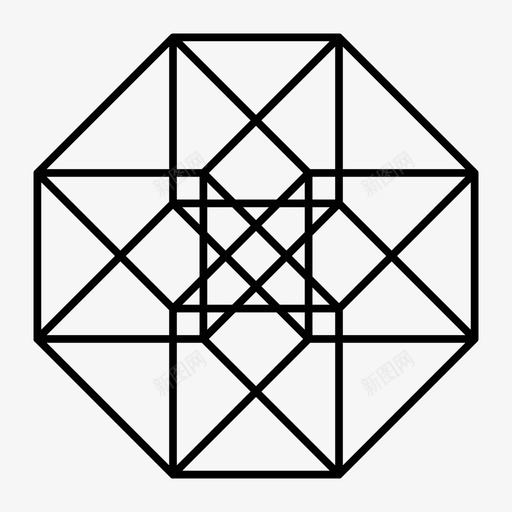 超立方体4d维度图标svg_新图网 https://ixintu.com 4d 线框 细分 维度 超立方体
