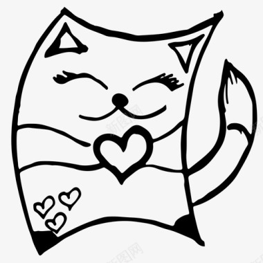 猫与心爱情人图标图标
