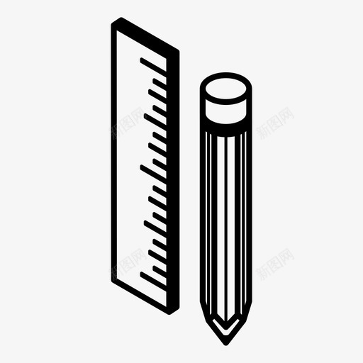文具绘图测量图标svg_新图网 https://ixintu.com 文具 测量 直尺 素描 绘图 设计流程等距图 铅笔